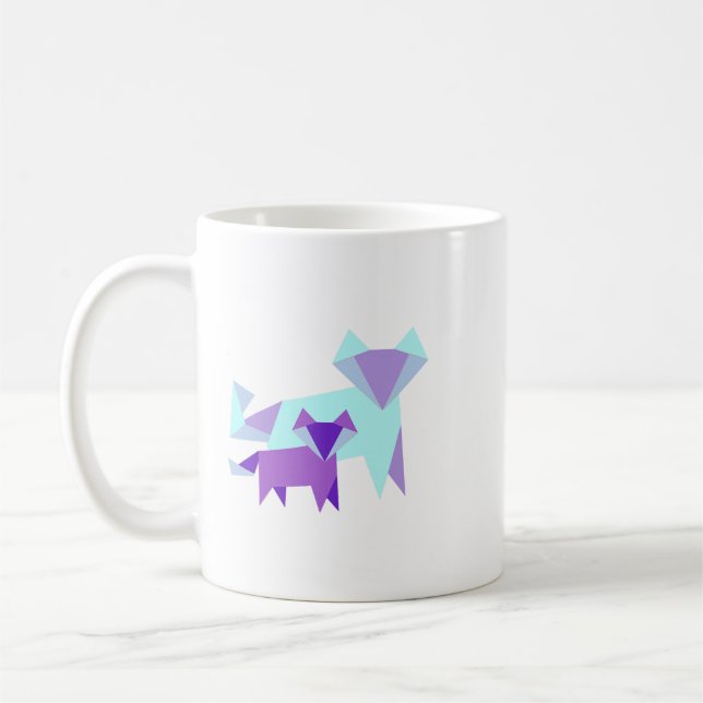 Fox Lover Cool Looking Mother Baby Fox Cute Origam Coffee Mug (Left)