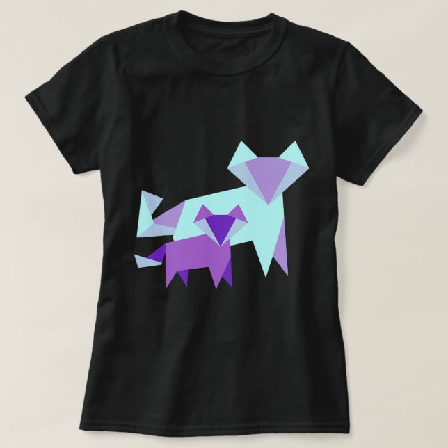 Fox Lover Cool Looking Mother Baby Fox Cute Origam T-Shirt (Design Front)