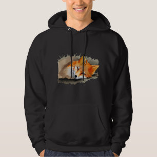 Fox Lover Sleeping Fox Watercolor Drawing Cute Lit Hoodie