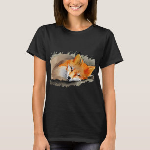 Fox Lover Sleeping Fox Watercolor Drawing Cute Lit T-Shirt