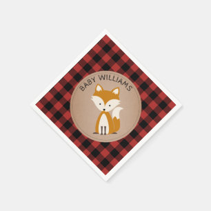 Fox Lumberjack Plaid Baby Shower Napkins