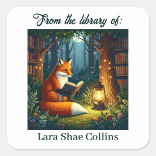 Fox Magical Forest Library From the library of Square Sticker