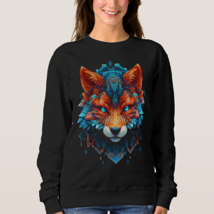 Fox Mandala Blue Eyes Animal Art Fox Sweatshirt