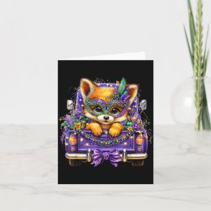 Fox Mardi Gras Truck Nola Cute Kids Boys Girls Wom Card