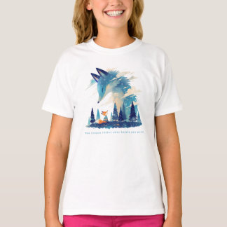 Fox meeting Cosmic fox spirit in starry sky art T-Shirt