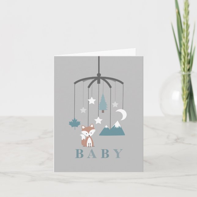 Fox Mobile Modern Boy Baby Shower Invitation (Front)