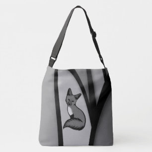 Fox Modern Art Design in Silver Crossbody Bag