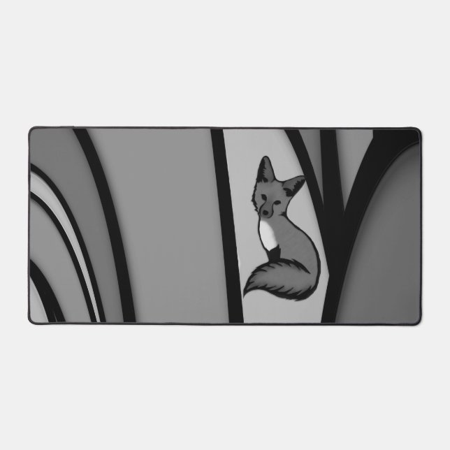 Fox Modern Art Design in Silver Desk Mat (Front)