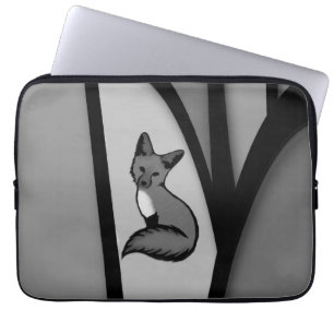 Fox Modern Art Design in Silver Laptop Sleeve