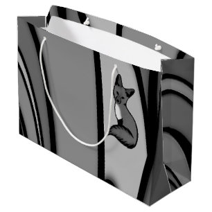 Fox Modern Art Design in Silver Large Gift Bag