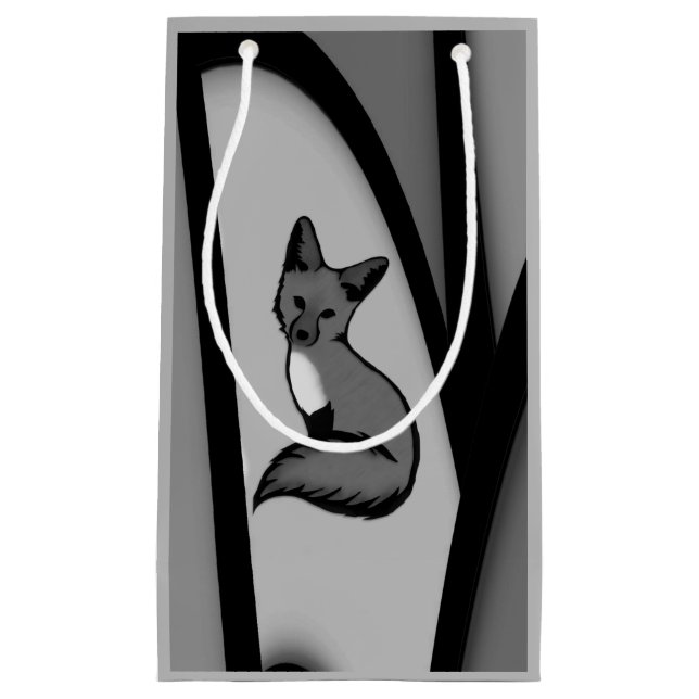 Fox Modern Art Design in Silver Small Gift Bag (Front)