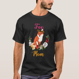 Fox Mom Floral Fox Bow Tie Lover Mother's Day T-Shirt