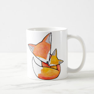 Fox Mother Child Cute Woodland Art Mug by MiKa