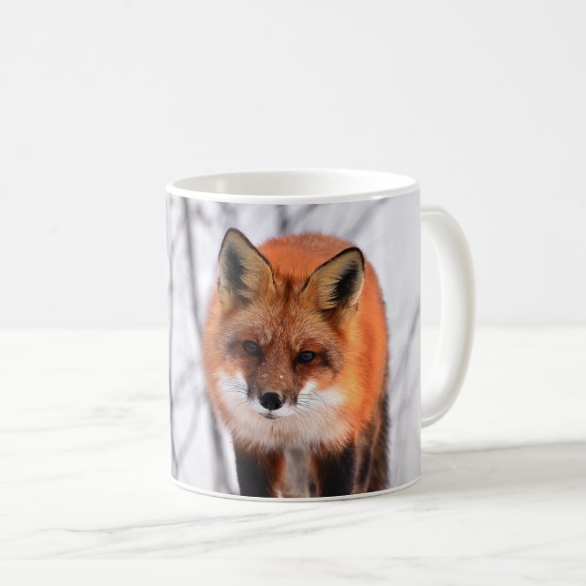 fox mug, fox coffee mug, winter fox gift coffee mug (Front Right)