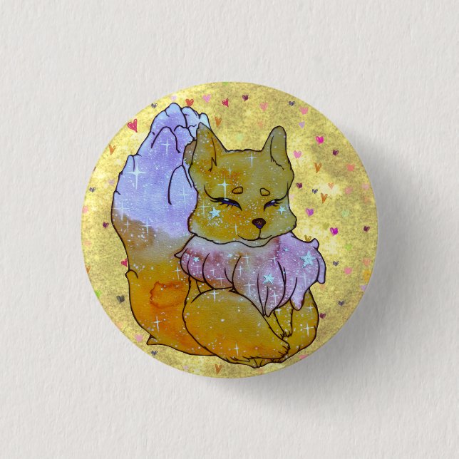 Fox named Dice 3 Cm Round Badge (Front)