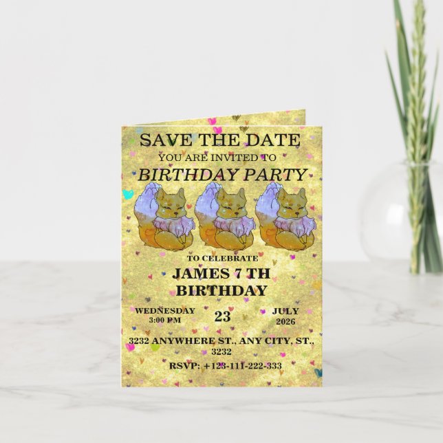 Fox named Dice Invitation (Front)