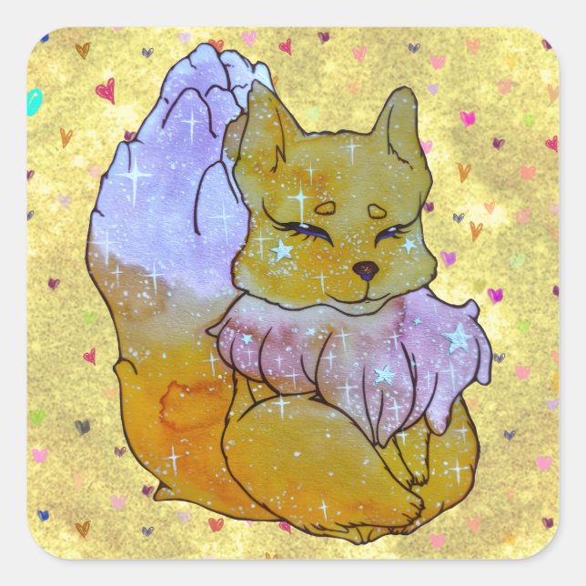 Fox named Dice Square Sticker (Front)