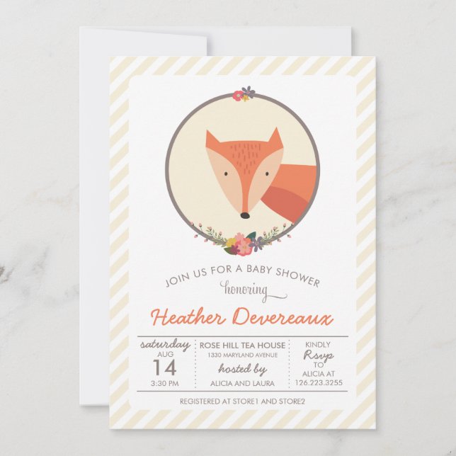 Fox Neutral Gender Baby Shower Invitation (Front)