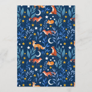 Fox Night Forest Celestial Seamless Pattern Invitation