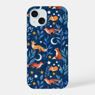 Fox Night Forest Celestial Seamless Pattern iPhone 15 Case
