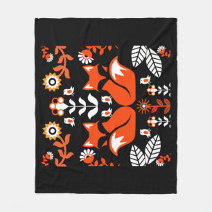 Fox Nordic Scandinavian Folk Art     Fleece Blanket
