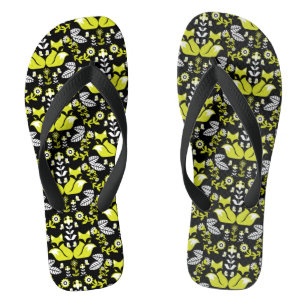 Fox Nordic Scandinavian Folk Art     Flip Flops