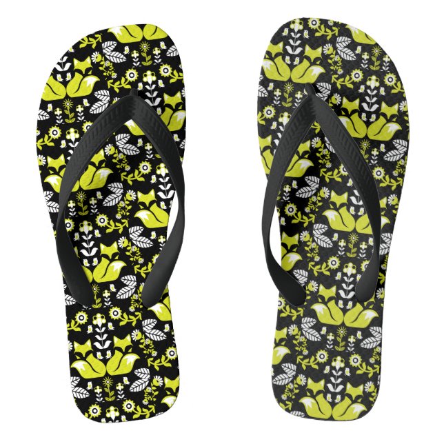 Fox Nordic Scandinavian Folk Art     Flip Flops (Footbed)