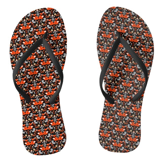 Fox Nordic Scandinavian Folk Art     Flip Flops (Footbed)