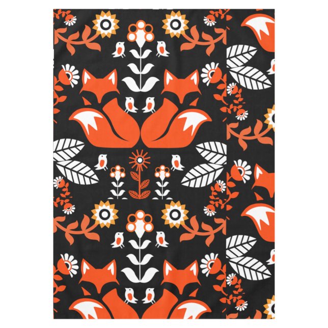 Fox Nordic Scandinavian Folk Art      Tablecloth (Front)