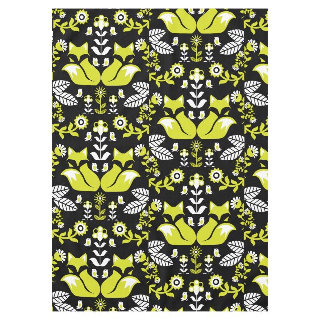 Fox Nordic Scandinavian Folk Art     Tablecloth (Front)