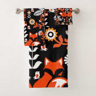 Fox Nordic Scandinavian Folk Art      Tablecloth Bath Towel Set