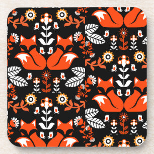 Fox Nordic Scandinavian Folk Art Tablecloth Coaster