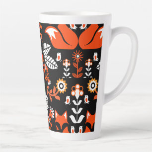 Fox Nordic Scandinavian Folk Art Tablecloth Latte Mug
