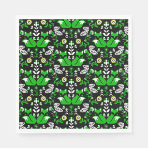 Fox Nordic Scandinavian Folk Art     Tablecloth Napkin