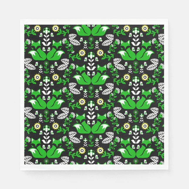 Fox Nordic Scandinavian Folk Art     Tablecloth Napkin (Front)