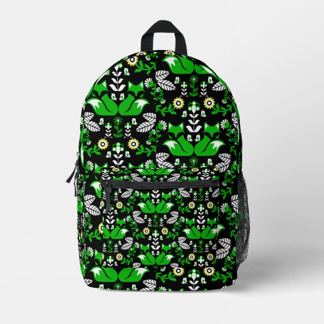 Fox Nordic Scandinavian Folk Art     Tablecloth Printed Backpack (Front)