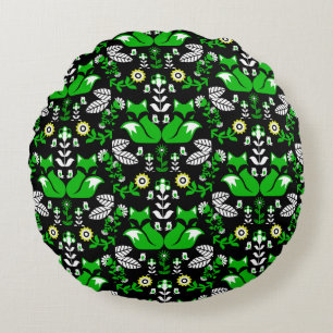 Fox Nordic Scandinavian Folk Art Tablecloth Round Cushion