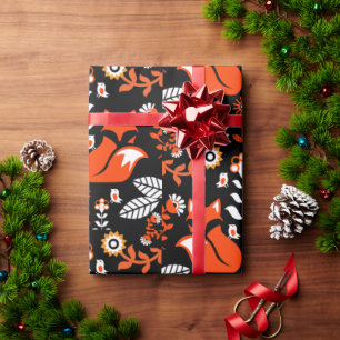 Fox Nordic Scandinavian Folk Art      Tablecloth Wrapping Paper