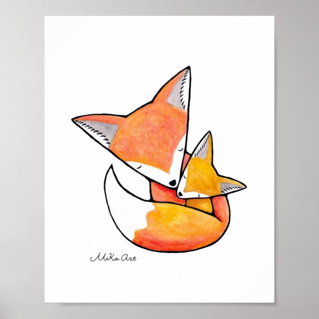 Fox Nursery Art Mum Baby Woodland Animal Poster (Front)