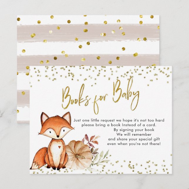 Fox Oh Boy Fall Pumpkin Books for Baby Baby Shower Invitation Postcard (Front/Back)