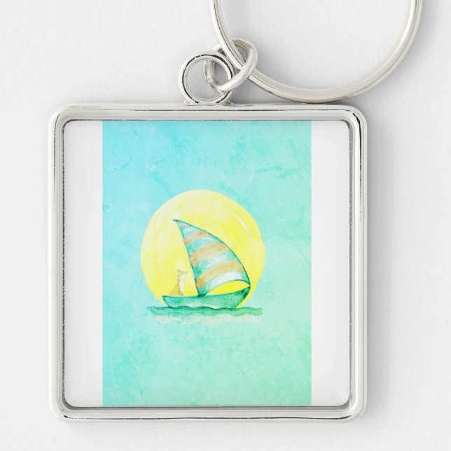 Fox on a Boat Keychain – Nautical Woodland Charm (Front)