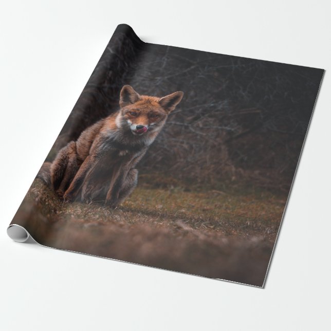 FOX ON GRASS FIELD WRAPPING PAPER (Unrolled)