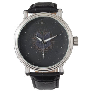 Fox on the background night sky with stars watch