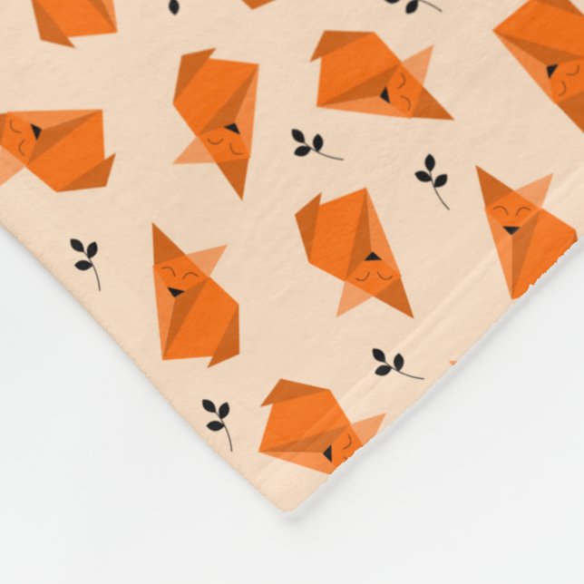 Fox Origami Fleece Blanket (Corner)