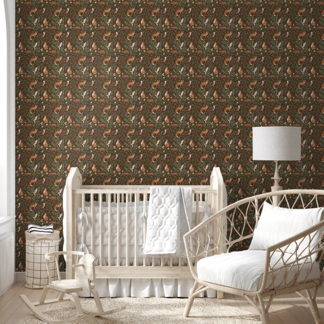 Fox & Owl Forest Woodland Creatures Brown Wallpaper (Kids)