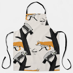 Fox, owl, tree, vintage seamless. apron