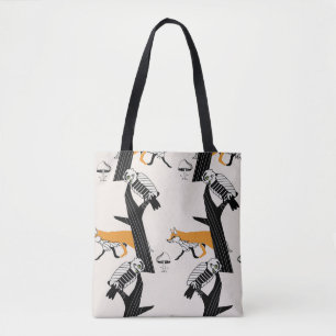 Fox, owl, tree, vintage seamless. tote bag