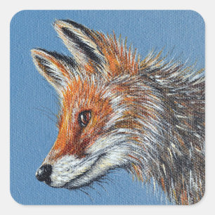 Fox Painting Square Sticker