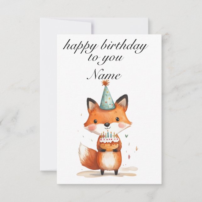 fox party birthday card (Front)