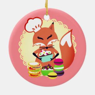 Fox pastry chef bakery culinary Christmas ornament